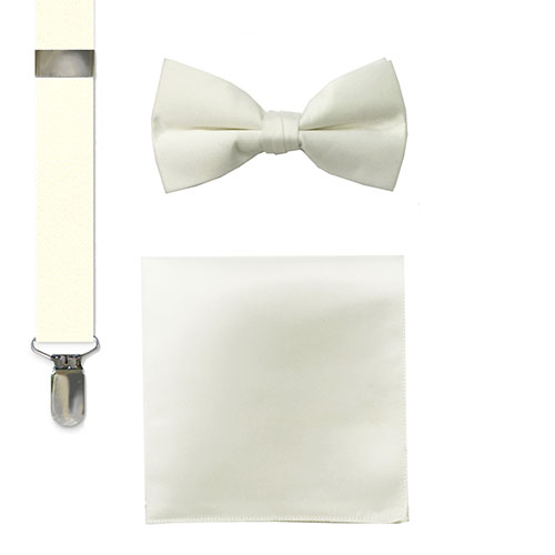 fashion socks, bow tie, suspenders and hankie sets cream